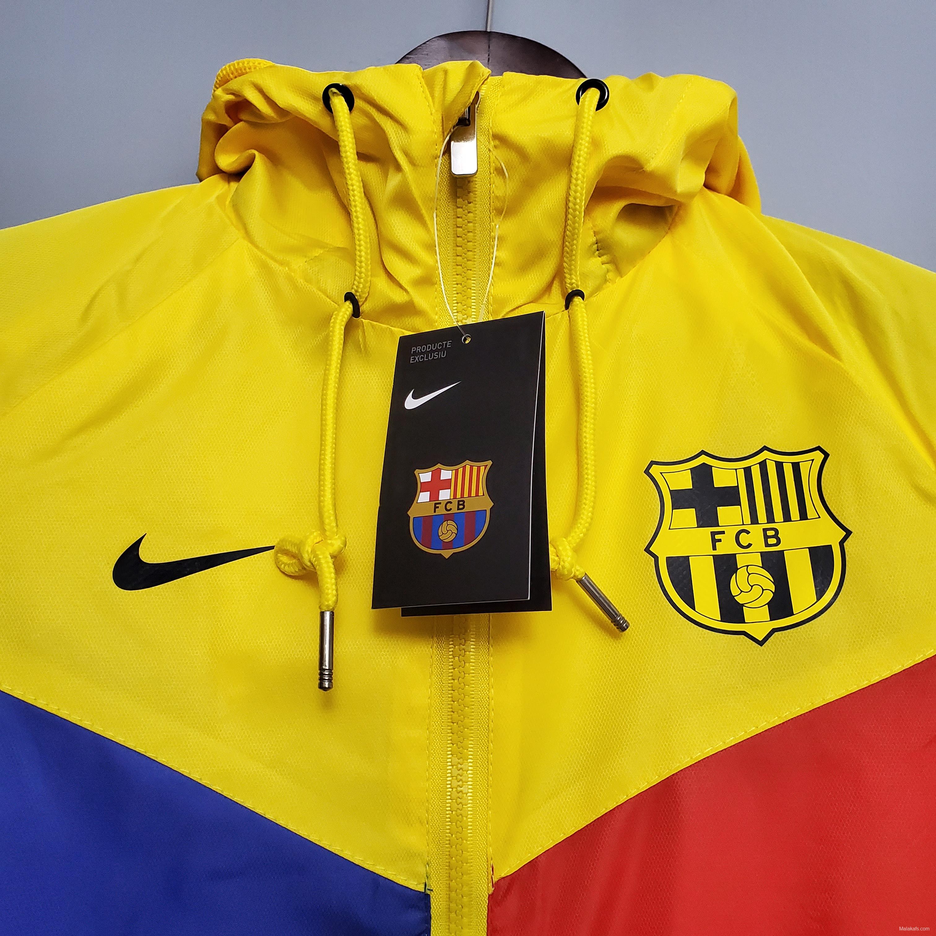 Barcelona classic style Windbreaker Soccer Jersey Blue - Red - Yellow