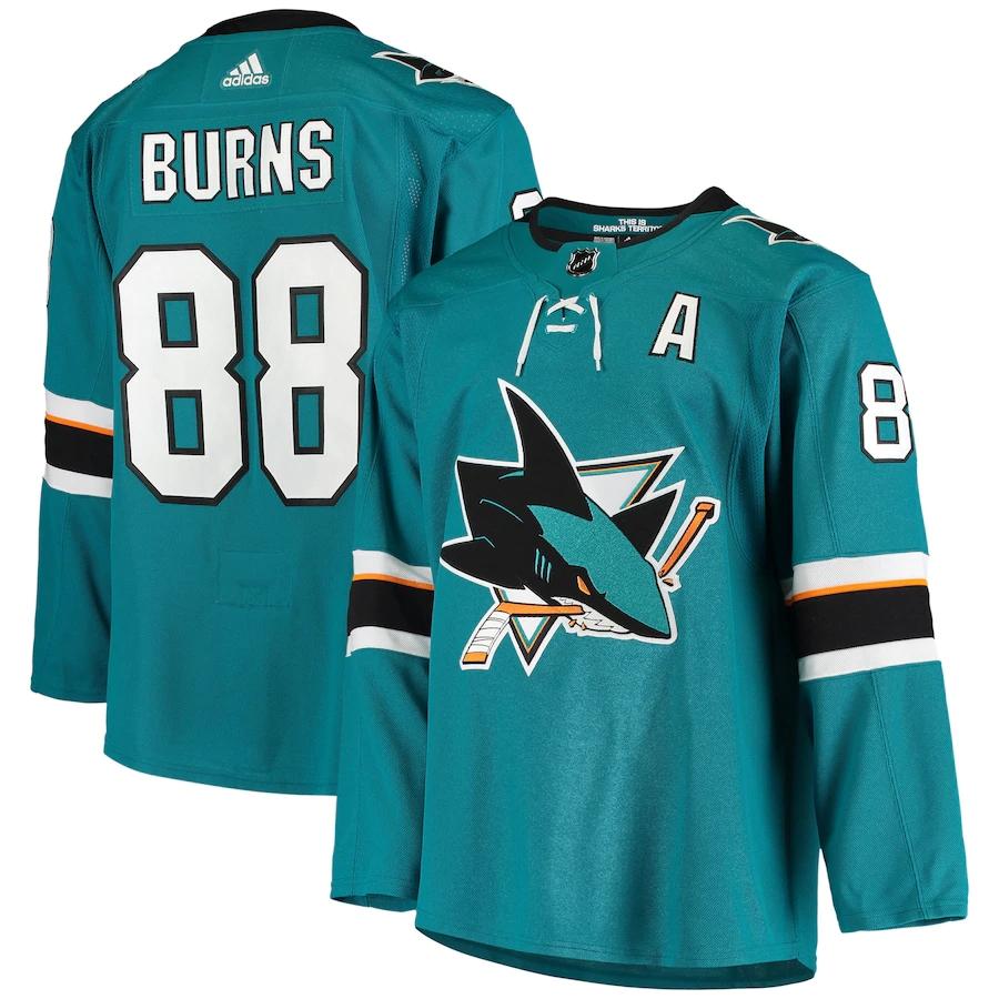 Men's Brent Burns Teal Home Player Team Jersey