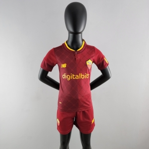 22/23 Roma Kids Kit Home Size 16-28 Soccer Jersey