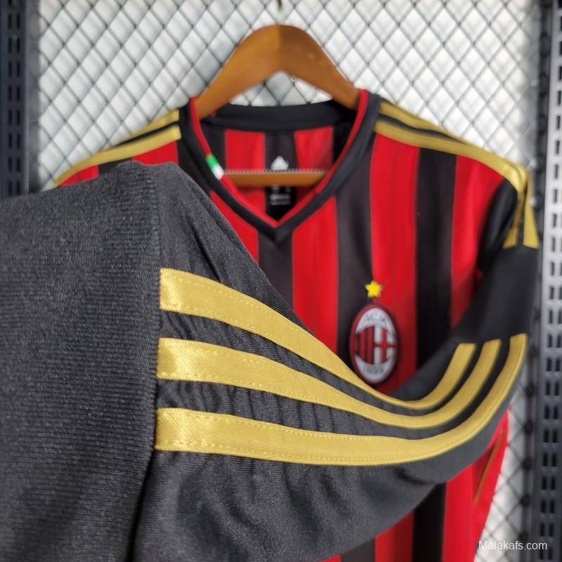 Retro Long Sleeve 2013-14 AC Milan Home Jersey