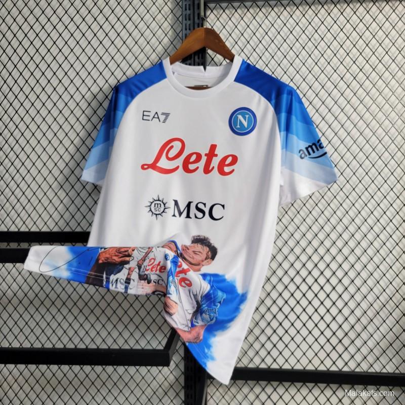 23-24 SSC Napoli Face Game Lozano White Jersey