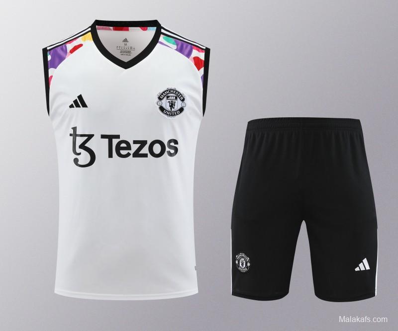 24/25 Manchester United White Vest Jeresy+Shorts