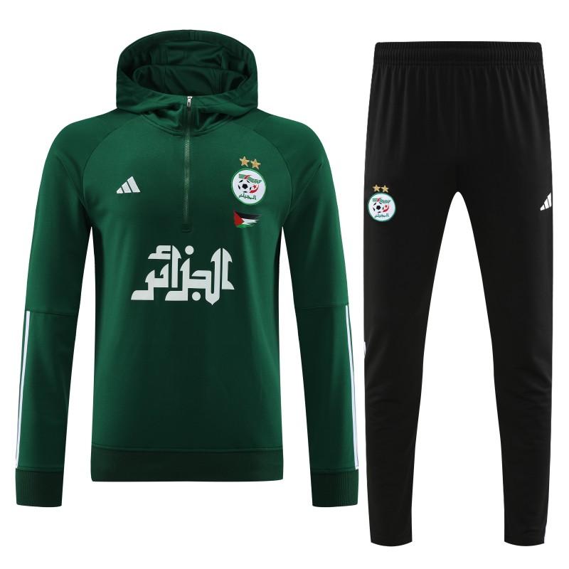 2024 Algeria Green Hoodie  Full Zipper Hoodie Jacket+Pants