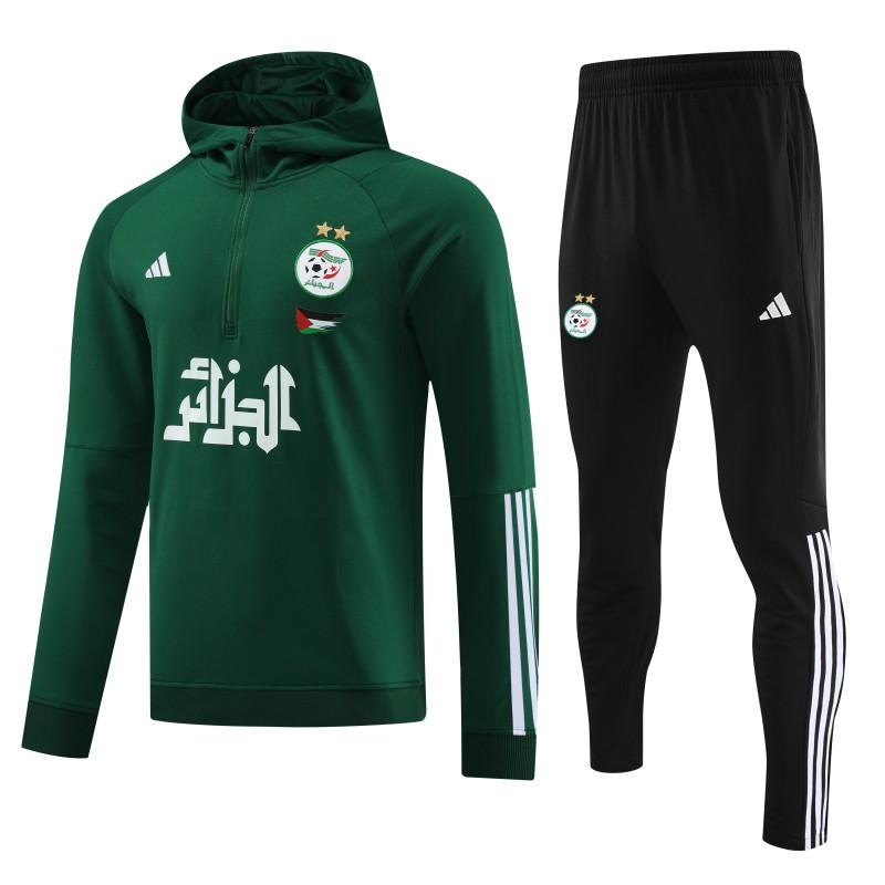 2024 Algeria Green Hoodie  Full Zipper Hoodie Jacket+Pants