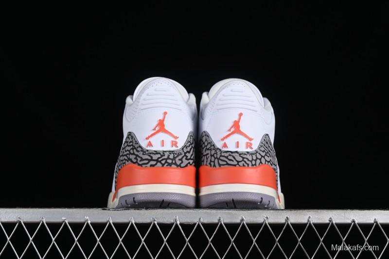 Nike Air Jordan 3 Retro Sneakers in White and Peach Orange - CK9246-121