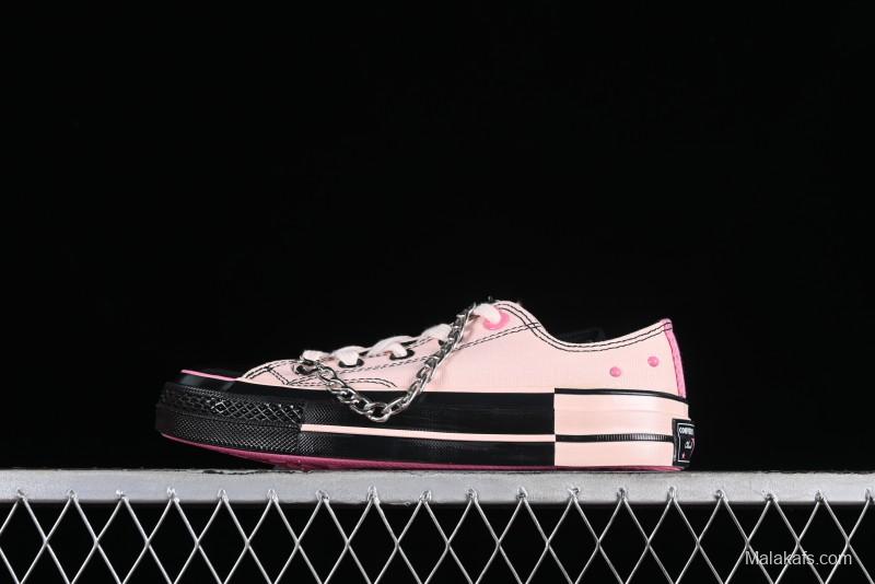 Converse Chuck 70s Low-Top Casual Sneakers with Black-Pink Chain Design - A09542C