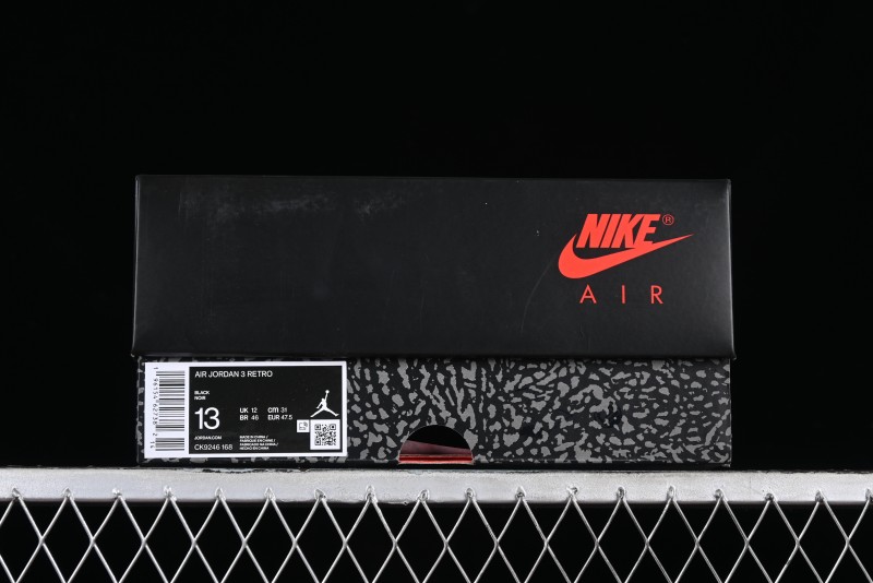 Nike Air Jordan 3 Retro Sneakers in Black with Elephant Print - CK9246-168