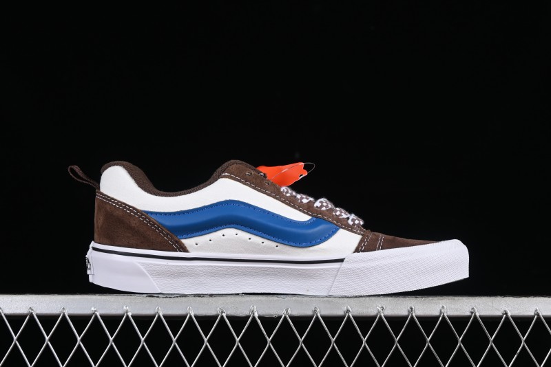 Vans Classics Knu Skool White Blue Brown Colorblock Chunky Tongue Skate Shoes - VN0009QCDMV