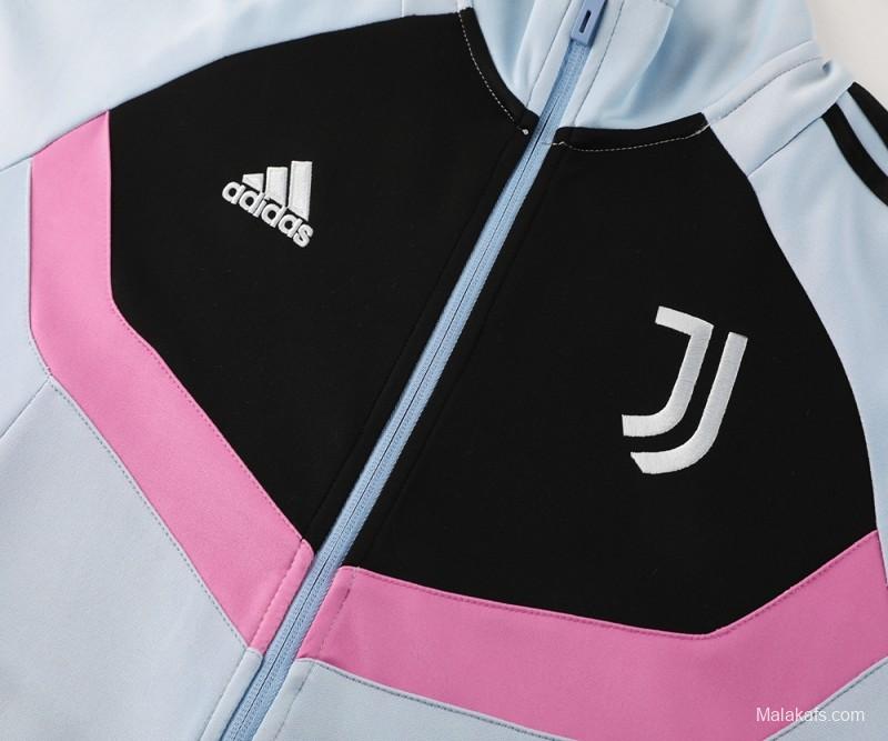 24/25 Juventus Light Blue/Black Full Zipper Jacket +Long Pants