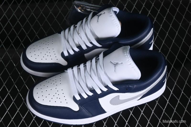 Nike Air Jordan 1 Low AJ1 White Blue Grey Low Top Lifestyle Basketball Shoes - 553558-141