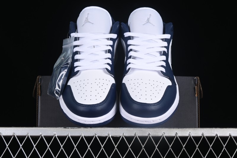 Nike Air Jordan 1 Low AJ1 White Blue Grey Low Top Lifestyle Basketball Shoes - 553558-141