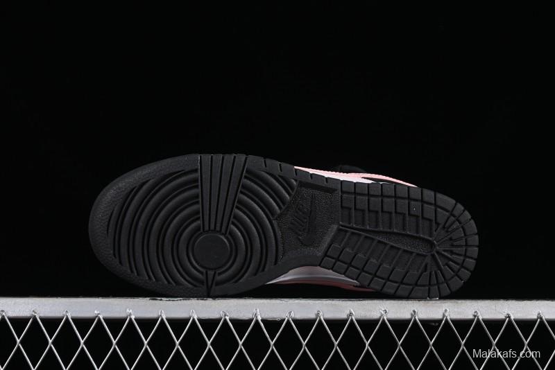 Nike Dunk Low Custom Deconstructed Strap Casual Sneakers in Black Pink - CW1590-100