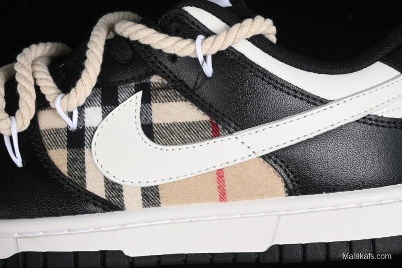Nike Dunk Low SB Deconstructed Lace-Up Casual Sneakers with Scottish Plaid and Hemp Rope Design - DD1391-100