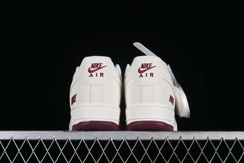 Nike Air Force 1 '07 Low "NIKE" Triple Swoosh Series White Wine Red Classic Casual Sneakers - TV2306-258