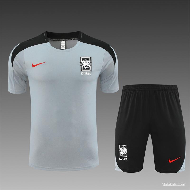 2024 South Korea Grey Short Sleeve Jersey+Shorts