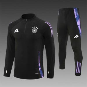 2024 Germany Black Half Zipper Jacket+Long Pants