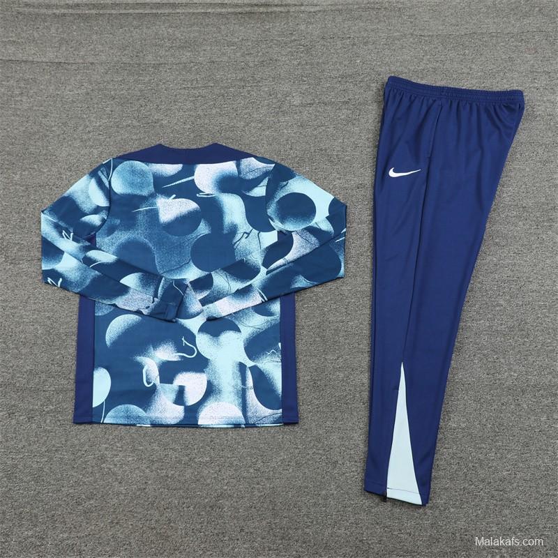 24/25 Tottenham Hotspur Blue Camouflage Half Zipper Jacket+Long Pants