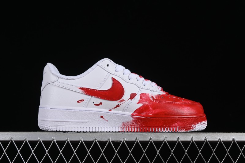 Nike Air Force 1 '07 Low Casual Sneakers with Anime Graffiti Style Crime Scene Design - 315122-211