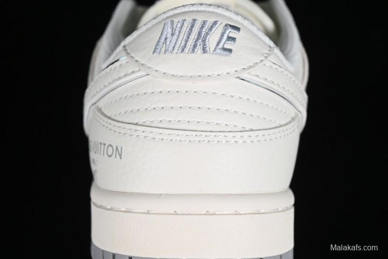 Nike SB Dunk Low LV Collaboration - Beige Silver Gray Anniversary High-End Custom Low-Top Casual Skate Shoes - BB8766-210