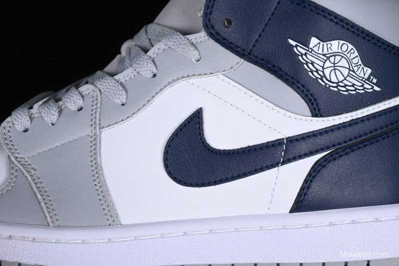 Nike Air Jordan 1 Mid AJ1 Basketball Shoes in Grey Blue - DQ8426-104