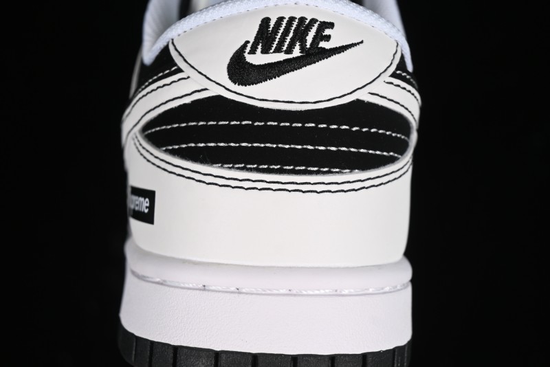 Nike SB Dunk Low Supreme Collaboration - Reverse Black White Swoosh Anniversary Custom Low-Top Casual Sneakers - FC1688-144