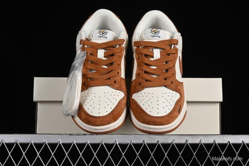Nike SB Dunk Low Lightning Collaboration - Beige Brown Colorway with Small Brown Swoosh Anniversary High-End Custom Low-Top Casual Skate Shoes - XD1688-031