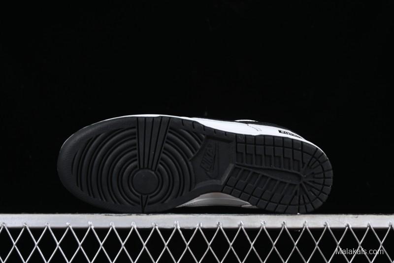 Nike Supreme x Nike SB Dunk Low Collaboration - Classic White Black Anniversary High-End Custom Low-Top Casual Skate Shoes - DY1503-100