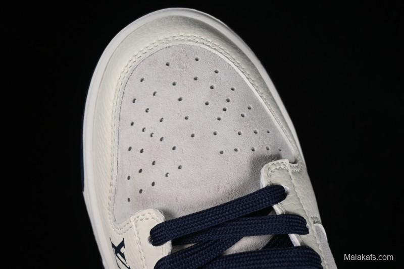 Nike SB Dunk Low LV Collaboration - Suede Navy Blue Anniversary High-End Custom Low-Top Casual Skate Shoes - FC1688-134