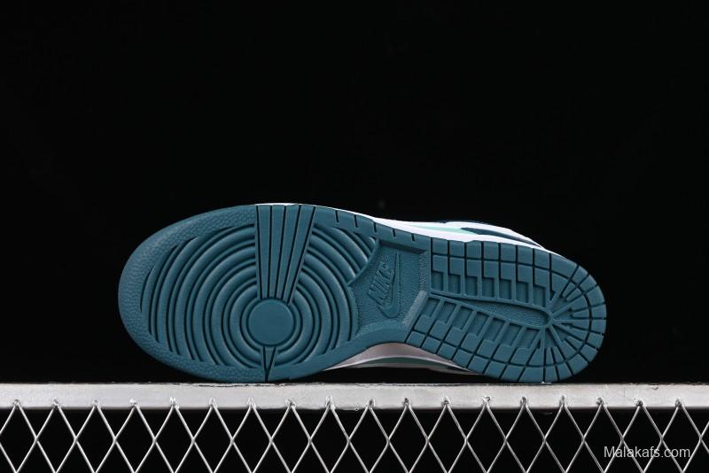 Nike Dunk Low SB Skateboarding Shoes in White and Geode Teal - DD1503-301