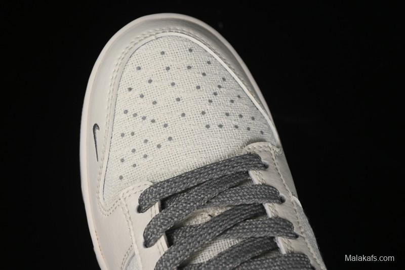 Nike SB Dunk Low Gucci Collaboration Anniversary High-End Custom Sneakers in Off-White & Dark Gray Swoosh - DQ1098-383