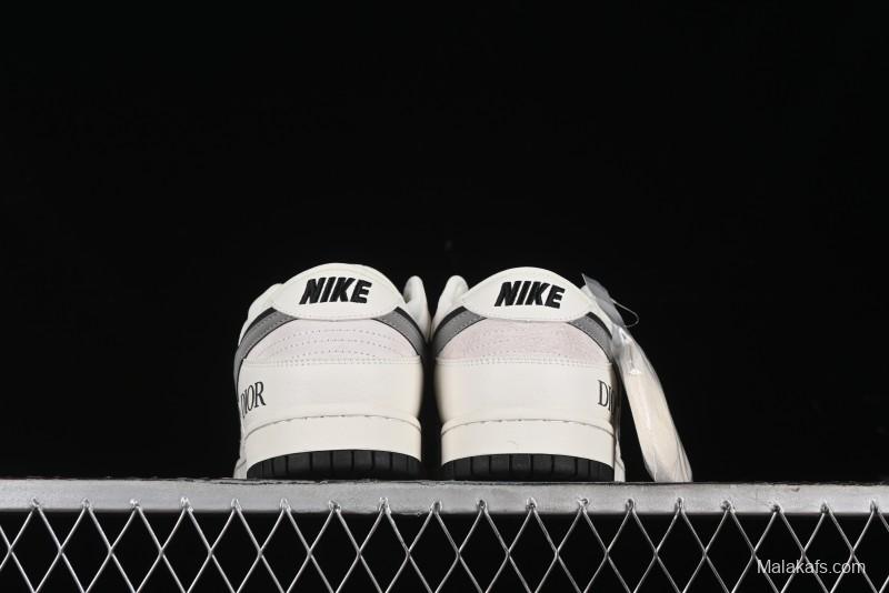 Nike SB Dunk Low Dior Collection - Beige Grey Black Swoosh Anniversary High-End Custom Low-Top Casual Skate Shoes - XD6188-041