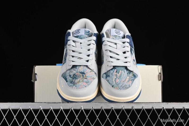 Nike SB Dunk Low CLOT Collaboration - Gray Blue Knit Anniversary Custom Low-Top Casual Skate Shoes - JH8310-950
