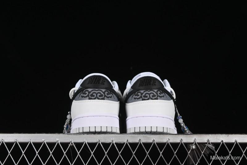 Nike Dunk Low CNY Year of the Dragon Limited Edition SB Lace-Up Casual Sneakers with Silver-White Design - DV0831-101