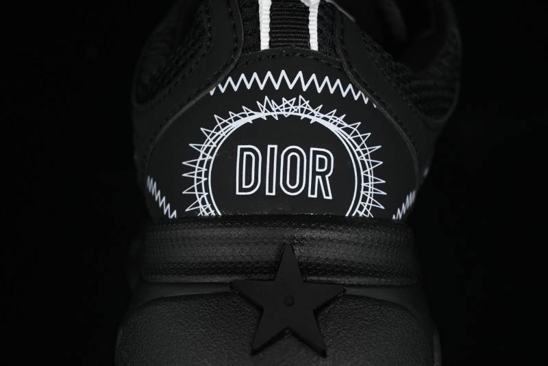 Dior Chrono Round Toe Lace-Up Lifestyle Casual Running Sneakers - 6865 BLACK WHITE