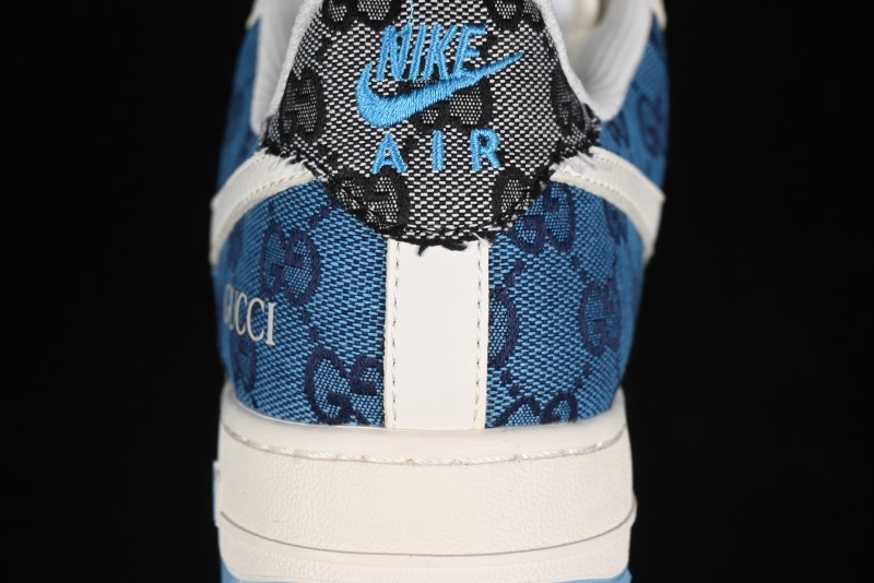 Nike Air Force 1 '07 Low Gucci Collaboration - Blue Floral Print Casual Sneakers - BB9577-101