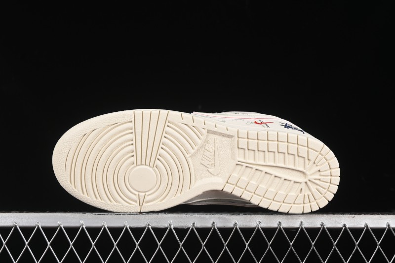 Nike SB Dunk Low Stussy Collaboration - Black Red Bunny Anniversary Custom Low-Top Casual Sneakers - XY1688-012