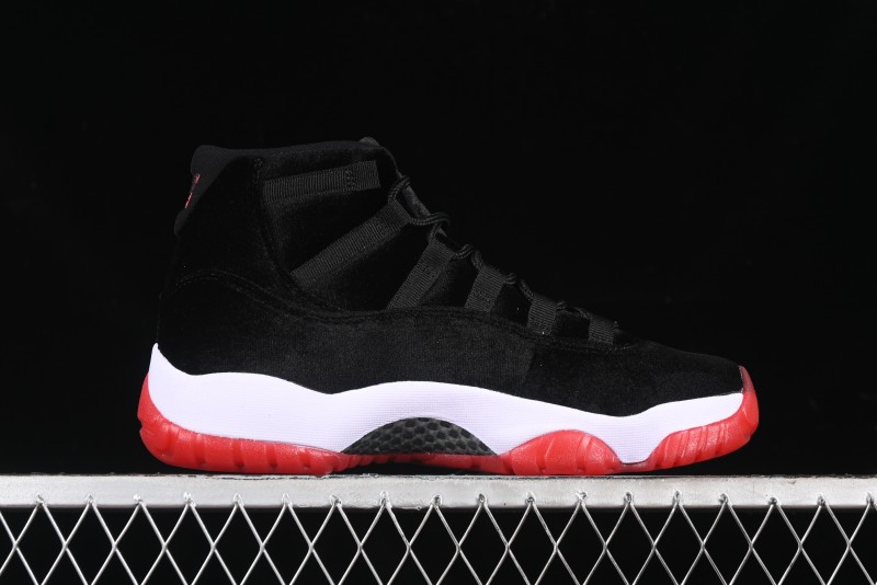 Nike Air Jordan 11 Retro "Bred Velvet" Basketball Shoes with Velvet Overlay - DB5457-061