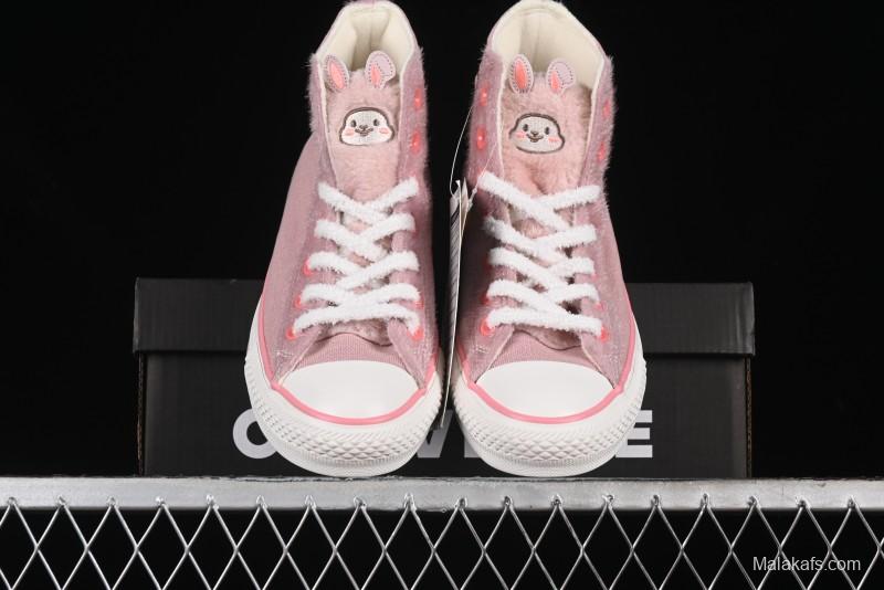 Converse Zoo Happy Pets Series High-Top Casual Sneakers with Plush Lining for Autumn Winter - A12769C