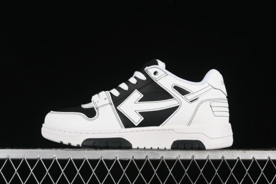 Off-White Out Of Office Low-Top Fashion Sneakers in White Black - AJD4