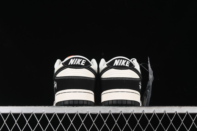 Nike SB Dunk Low Stussy Collaboration - Patchwork Cream Black Swoosh Anniversary Custom Low-Top Casual Skate Shoes - MM1089-023
