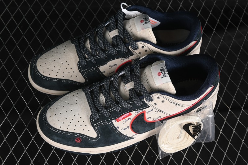 Nike SB Dunk Low Stussy Collaboration - Anniversary High-End Custom Low-Top Casual Skate Shoes - DQ1098-520