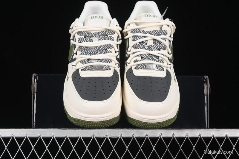 Nike Air Force 1 '07 Low Dior Collaboration - White Green Drawstring Casual Sneakers - SJ1198-200