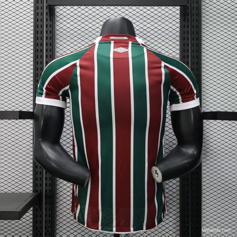 Player Version 25/26 Fluminense Green and Burgundy Vertical Striped with White Trim Jersey