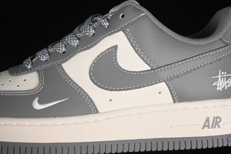 Nike Air Force 1 '07 Low Stussy Collaboration - Premium Gray Low-Top Casual Sneakers - BB5353-512