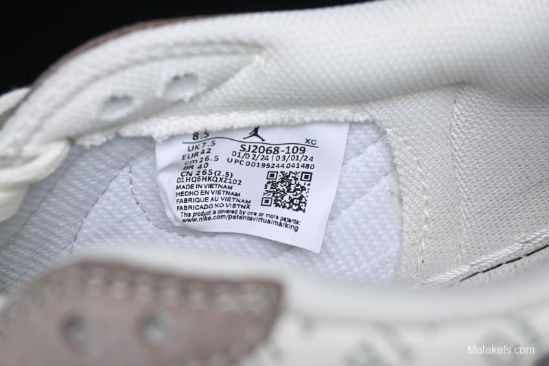 Nike Travis Scott x Fragment Design x Air Jordan 1 Low OG SP AJ1 OF Collaboration - Latte Grey Low Top Casual Sneakers - SJ2068-109