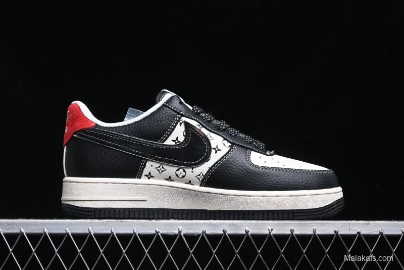 Nike Air Force 1 '07 Low Stussy Collaboration - Beige Black Pattern Red Outsole Low Top Casual Sneakers - XZ6188-339