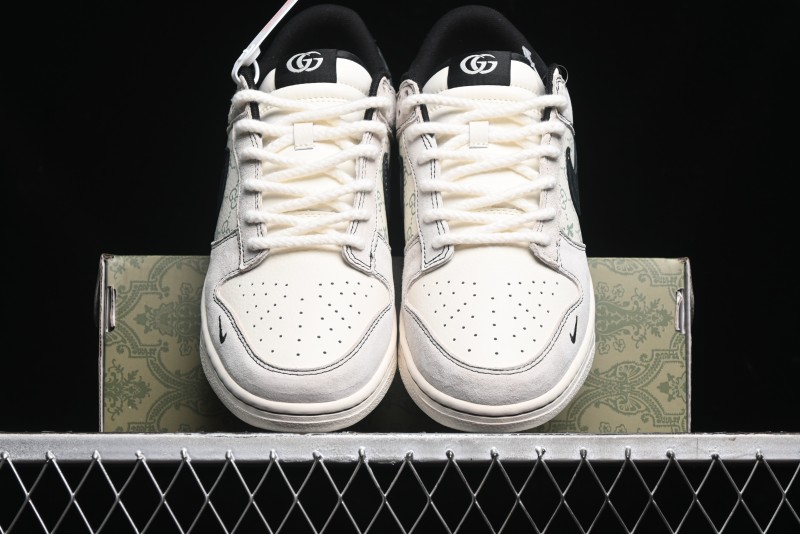Nike SB Dunk Low Gucci Collaboration - Bumblebee Series Grey Black Hook Anniversary High-End Custom Low-Top Casual Skate Shoes - MM1089-029