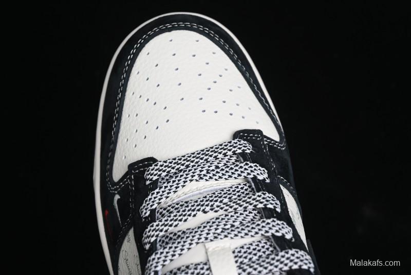 Nike SB Dunk Low Stussy Triple Collaboration - Patchwork Black Swoosh Anniversary Custom Low-Top Casual Skate Shoes - YX5066-222