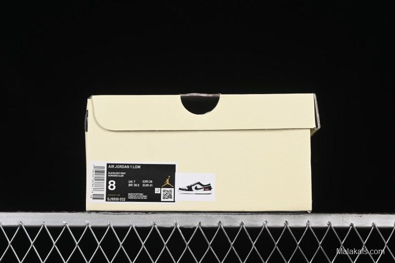 Nike Air Jordan 1 Low Supreme Collaboration - Black Grey Pigskin Two-Tone High-End Custom Retro Basketball Shoes - SJ9950-032