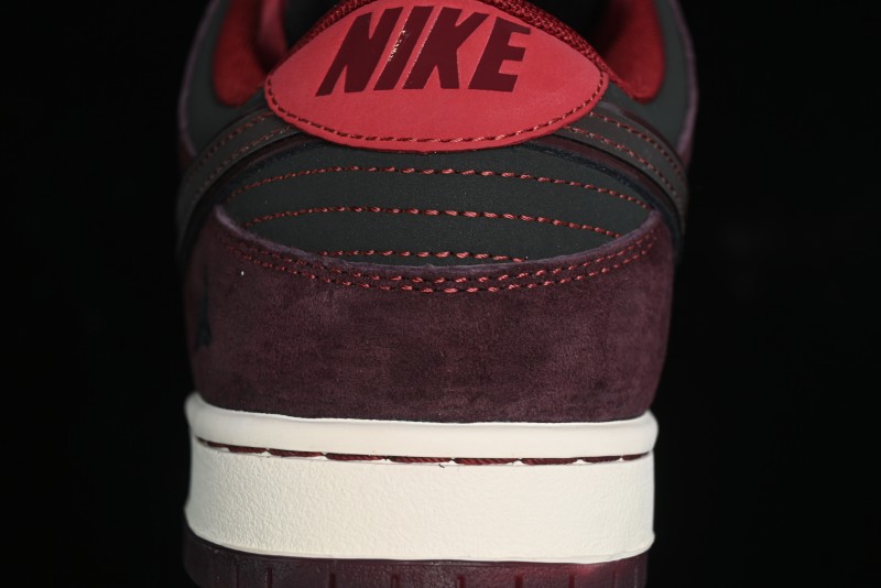 Nike SB Dunk Low Bordeaux Red Skate Shoes Collaboration with Riot Skateshop - FZ1289-200